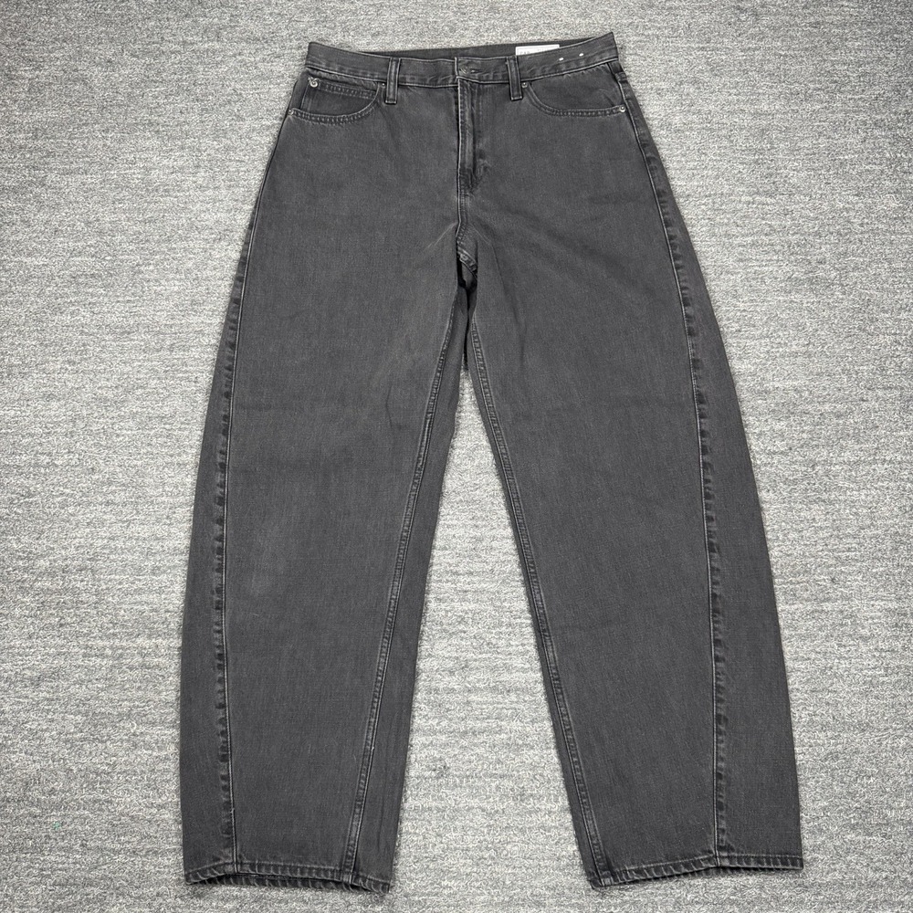 Gap Barrel Jeans Women 31 / 12 Tall Long Black Wide Leg Relaxed Denim High Rise